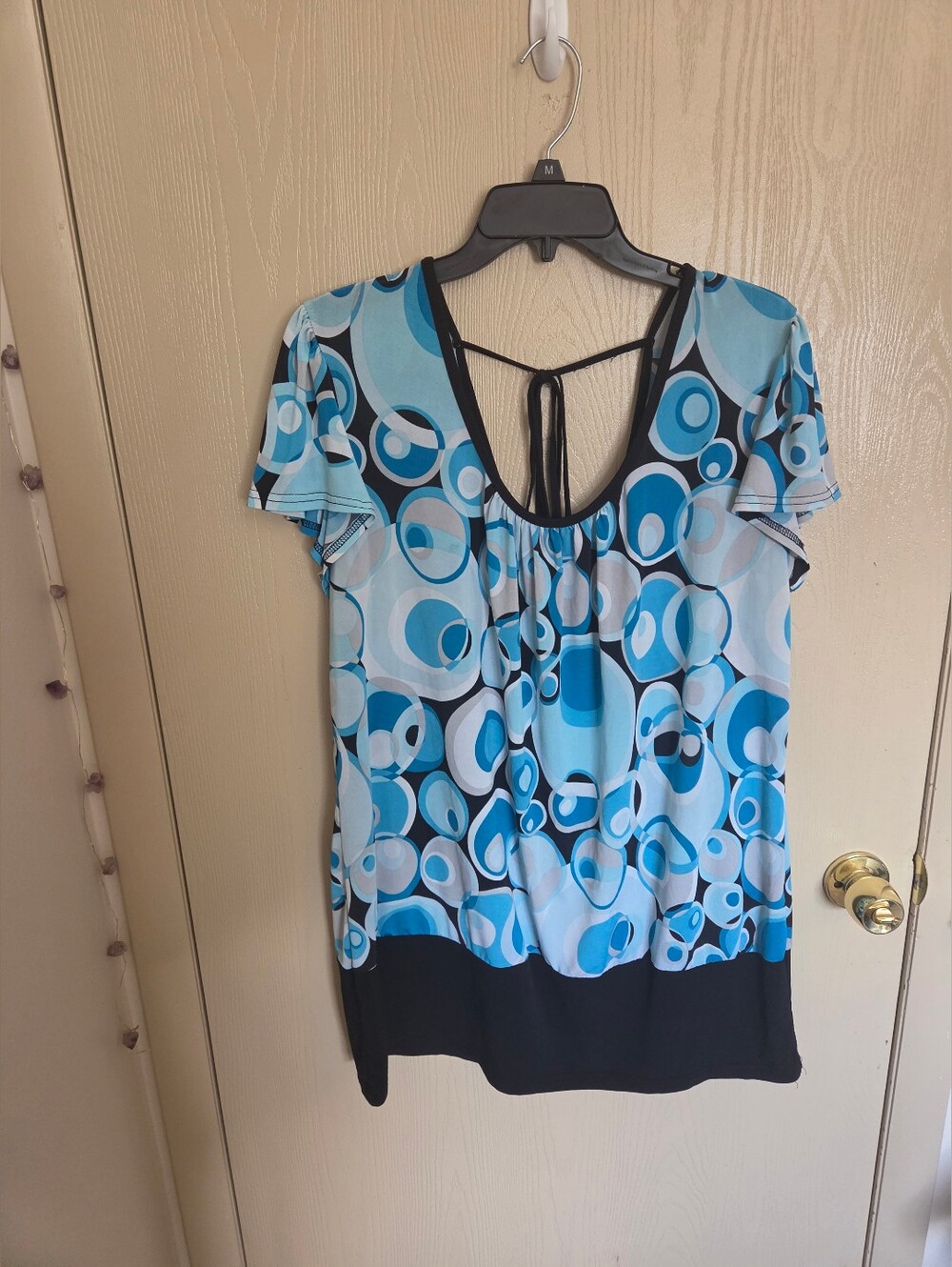 Zoey Beth Y2K Vintage Abstract Blue And Black Blouse Womens Plus Size 2XL